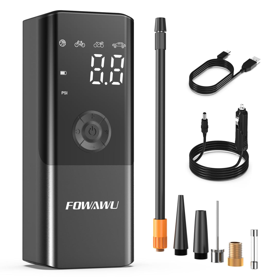 FOWAWU Elektrische Luftpumpe Fahrradpumpe 6000mAh 150PSI Mini Akku Luftpumpe Wiederaufladbarer Akku