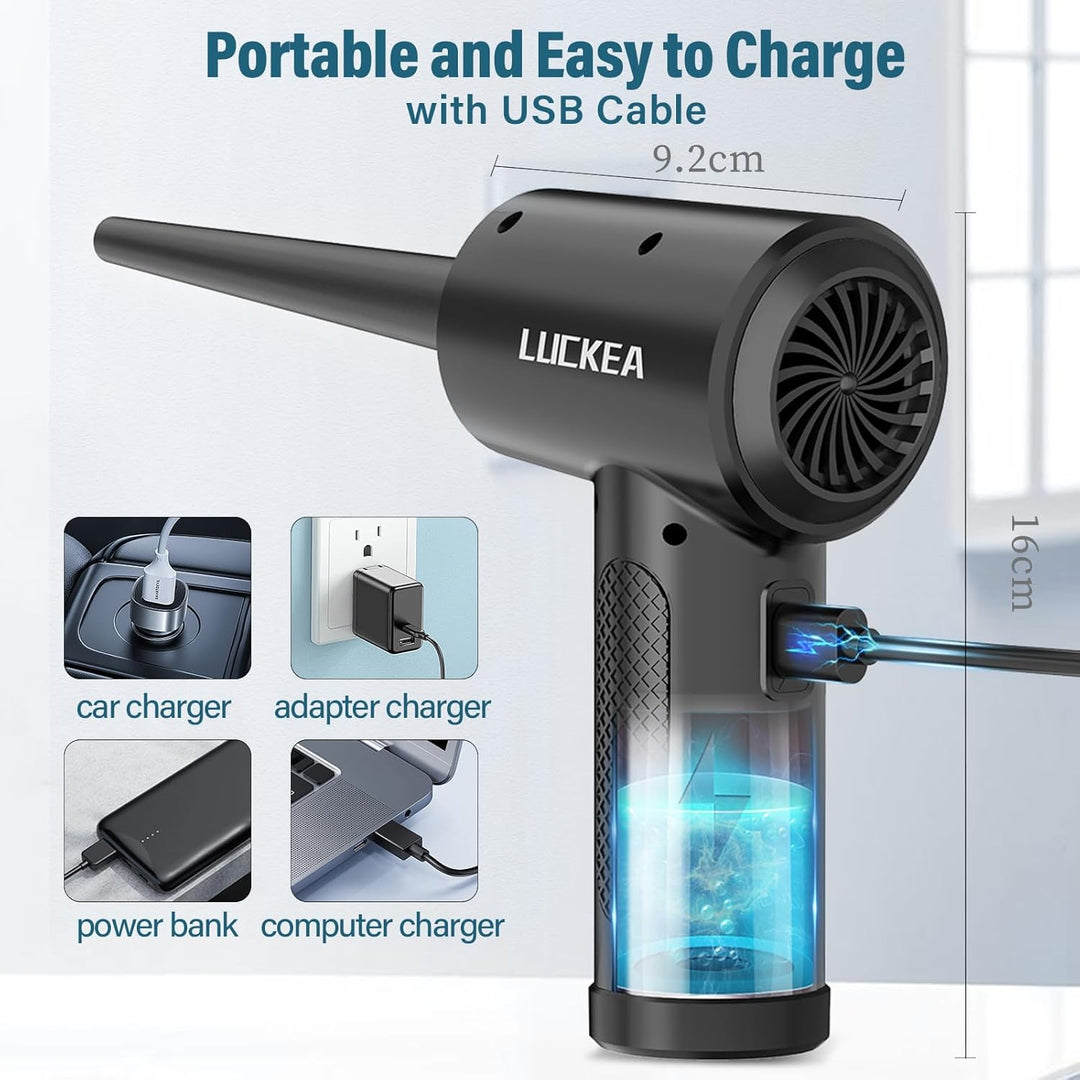 Elektrische Staubgebläse Druckluftspray für PC Reinigung - 3-Gang Air Duster mit 6000 mAh Akku, 5 Bl