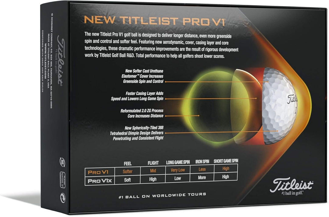 Titleist Pro V1 Golfbälle, 12 Stück, Weiss/opulenter Garten Hohe Ziffern Golfb&#xE4;lle