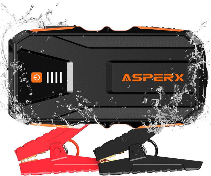 ASPERX Starthilfe Powerbank 3000A 12V(Bis Zu 10,0L Benzin oder 8,0L Diesel) Auto Starthilfe mit LED