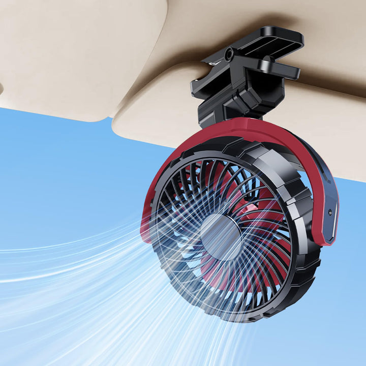 Auto Clip Ventilator mit Akku,USB C Aufladbar Leise Fan Portable Klein Klemmventilator,360° Verstell