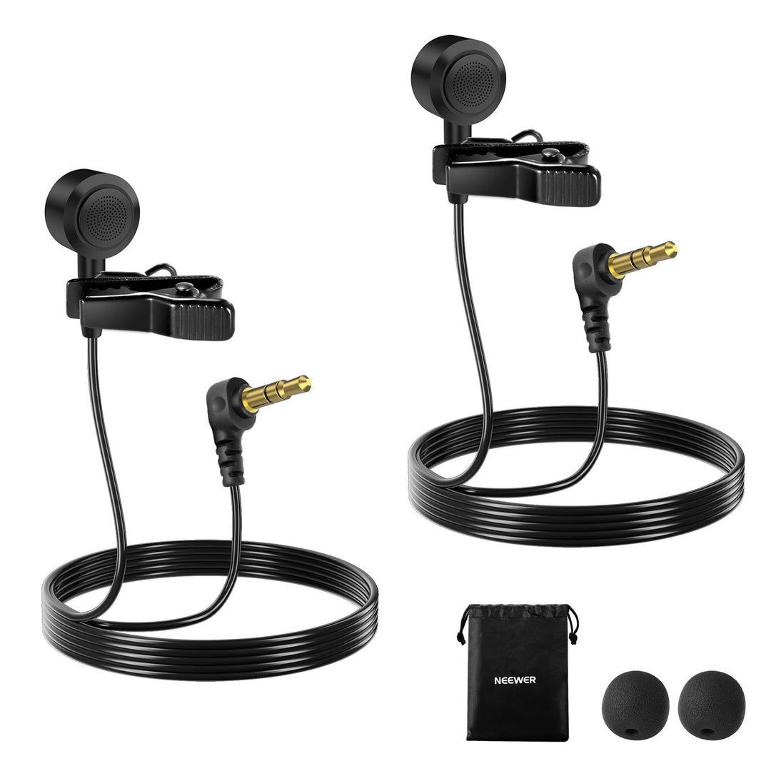 NEEWER Lavalier Mikrofon ø9,7mm (2er Pack), 3,5mm TRS Wired Ansteckmikrofon, omnidirektionales Konde