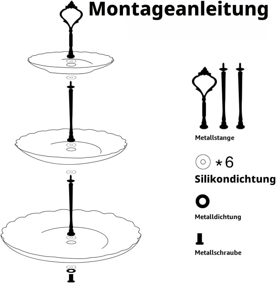 Sweejar Home 3-stöckiger Keramik-Kuchenständer, abgestufter Hochzeits-Dessert-Cupcake-Ständer für Te