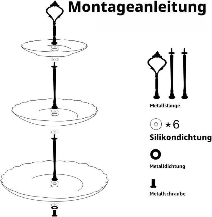 Sweejar Home 3-stöckiger Keramik-Kuchenständer, abgestufter Hochzeits-Dessert-Cupcake-Ständer für Te