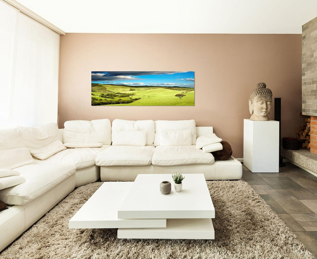 Paul Sinus Art Panoramabild auf Leinwand und Keilrahmen 120x40cm Neuseeland Landschaft Natur