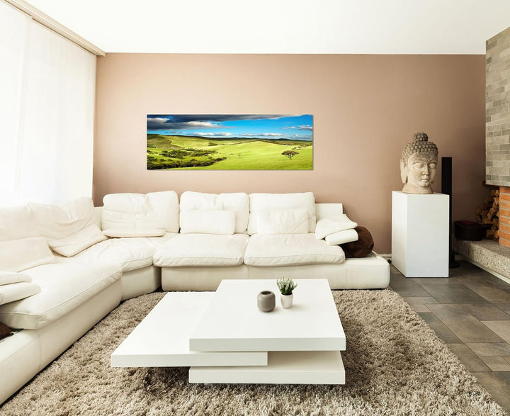 Paul Sinus Art Panoramabild auf Leinwand und Keilrahmen 120x40cm Neuseeland Landschaft Natur
