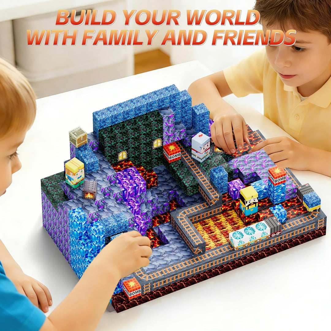 Coolzon Magnetische Bausteine Blöcke 100 Stück, Magnetbausteine Build Mine Magnete Welt Set,Montesso