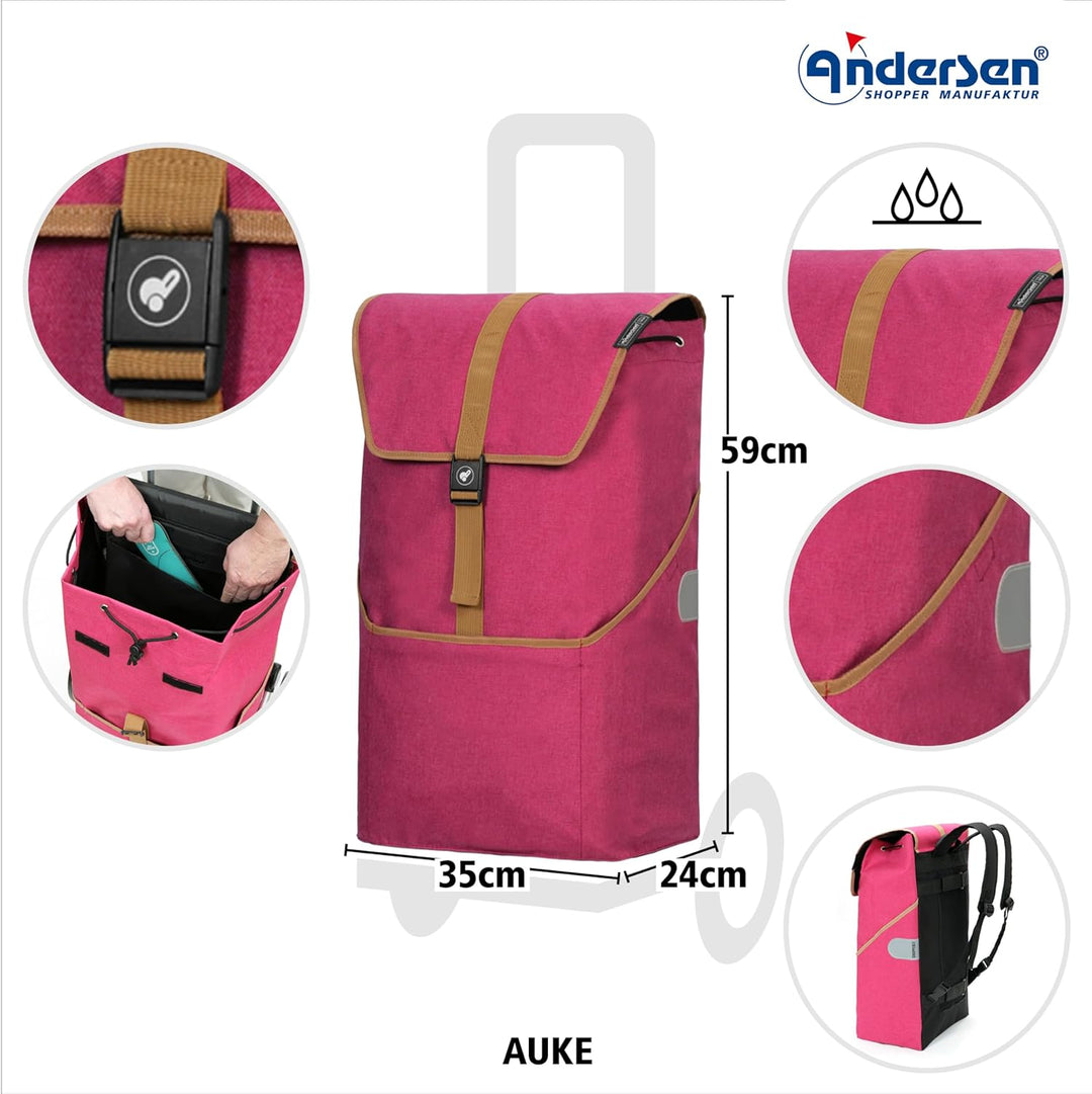 ANDERSEN Einkaufstrolley - Alu Star Shopper Auke Rubin 46 L einkaufen, Einkaufsroller, Rucksack, Tas