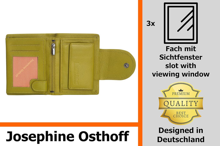 Josephine Osthoff Geldbörse Damen Wiener Schachtel, Platz für 11 Karten, Minibrieftasche mit Münzfac