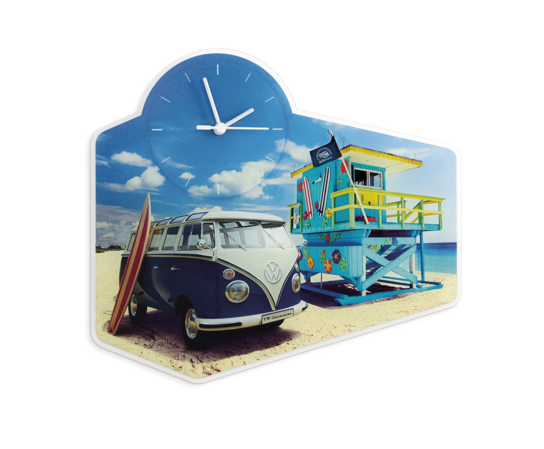 BRISA VW Collection - Volkswagen Retro-Vintage Wand-Quarz-Uhr aus Acrylglas im T1 Bulli Bus (Strandl