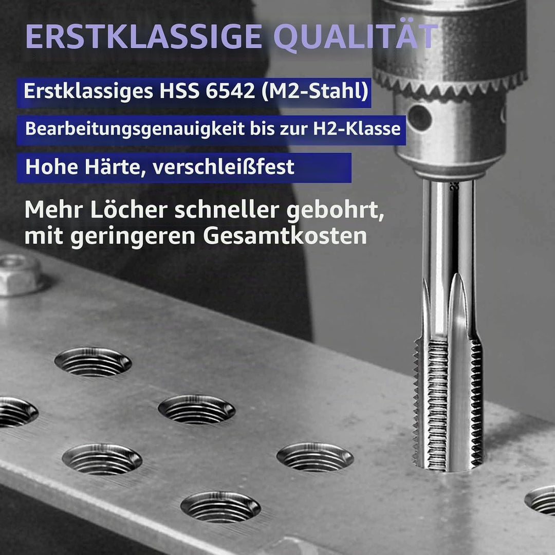 ATOPLEE 7 Stück HSS 6542 Metrischer Linksgewinde Gewindebohrer Satz, M3 M4 M5 M6 M8 M10 M12 M3-M12,7