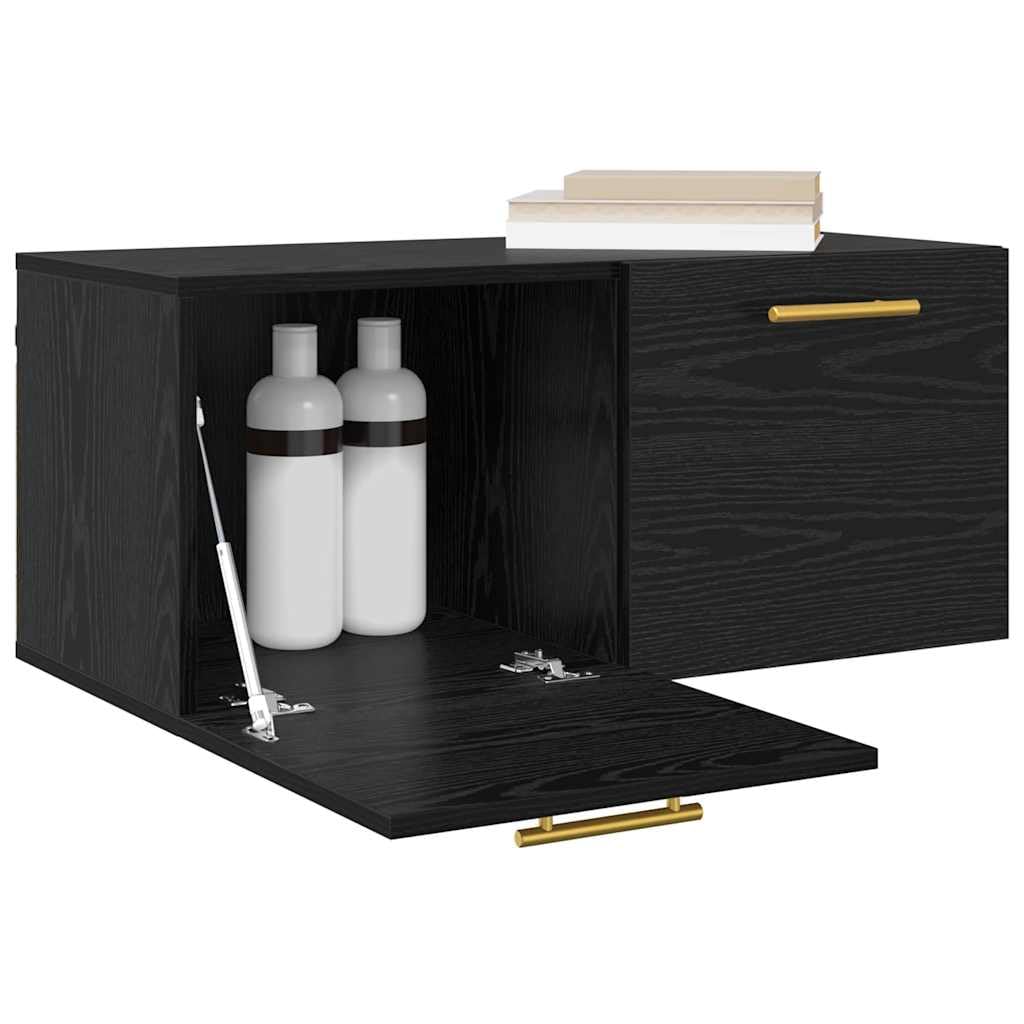 vidaXL Wandschrank Wandmontiert Schwarz Eichen-Optik 80 x 36.5 x 35 cm, Grosszügiger Stauraum, moder