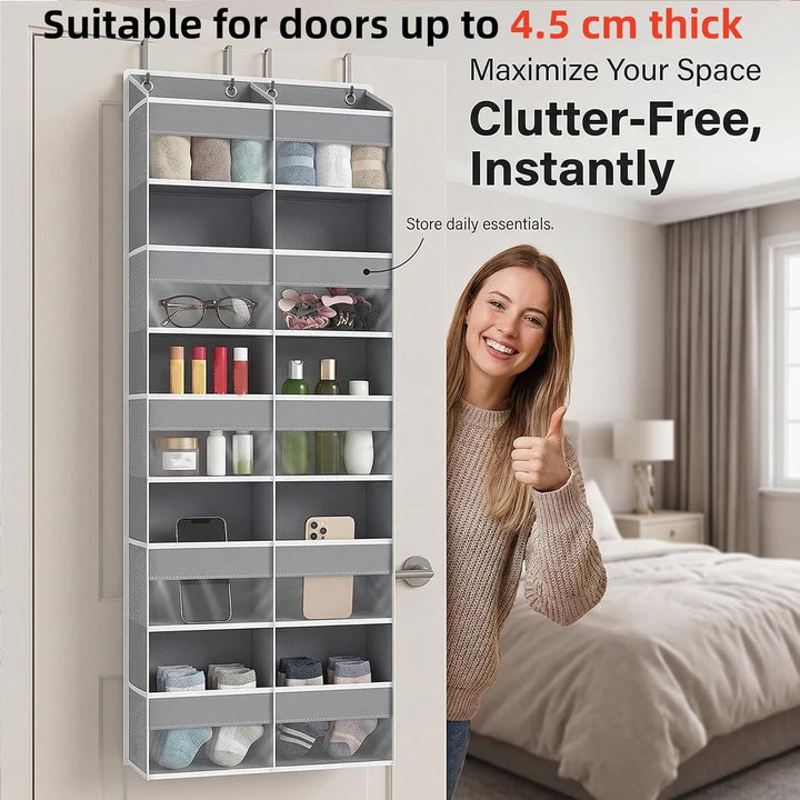 Hängeorganizer Tür mit 10 Fächern, Hängeregal über Tür Organizer mit 10 Seitentaschen & 4 Metallhake