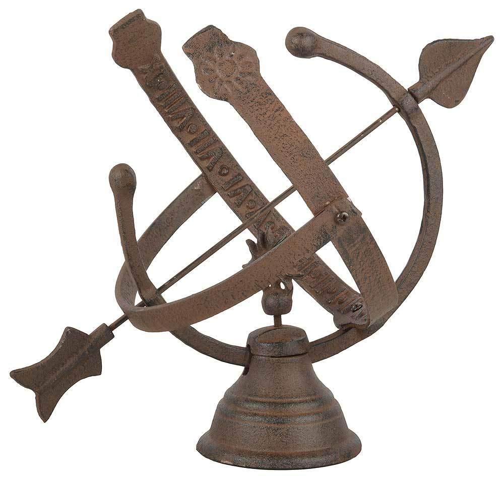 zeitzone Sonnenuhr Antik-Stil Gusseisen Rostbraun Gartendeko Single, Single