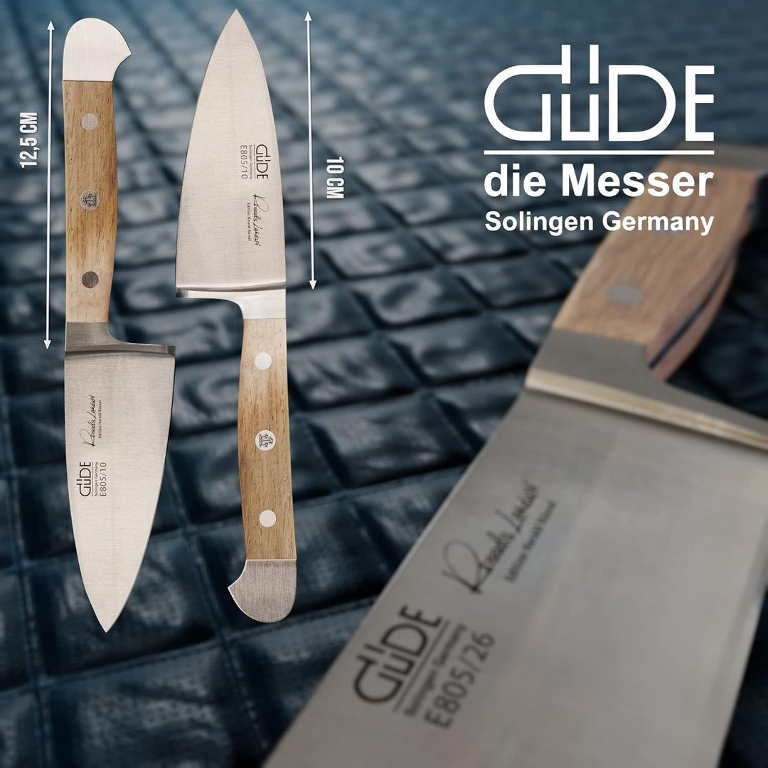 GÜDE Solingen - Hartkäsemesser Käsemesser geschmiedet, 10 cm, Fasseichenholz, ALPHA FASSEICHE, Doppe