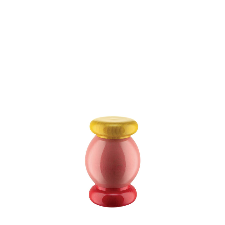 Alessi ES18 2 Salz-/Pfeffer-und Gewürzmühle aus Buchenholz, rosa, 100 Values Collection, Steel, Gelb