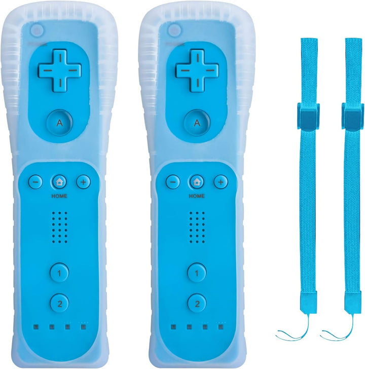 2 WII Controller Fernbedienung Remote Game Linker Controller mit Silikonhülle Armban, ohne Motion Pl
