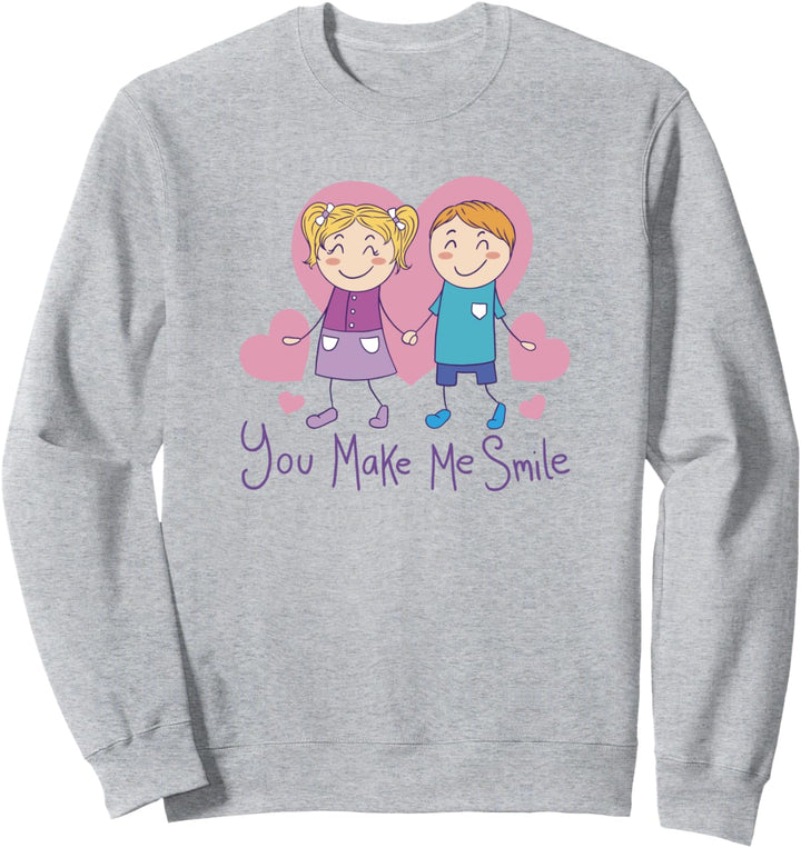 Niedliches Paar Doodle Love Smile Lovers Freund Freundin Sweatshirt