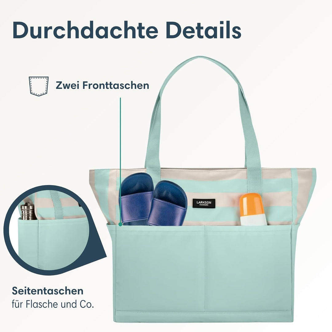 LARKSON Strandtasche Damen & Herren - Linn - Grosse Beach Bag für Strand, Schwimmbad, Pool - Tote Ba
