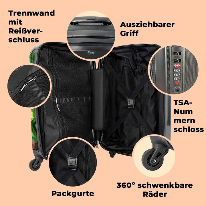NoBoringSuitcases.com® Koffer gross Trolley Rollkoffer Reisekoffer mit 4 Rollen Fotokoffer - AFFE -