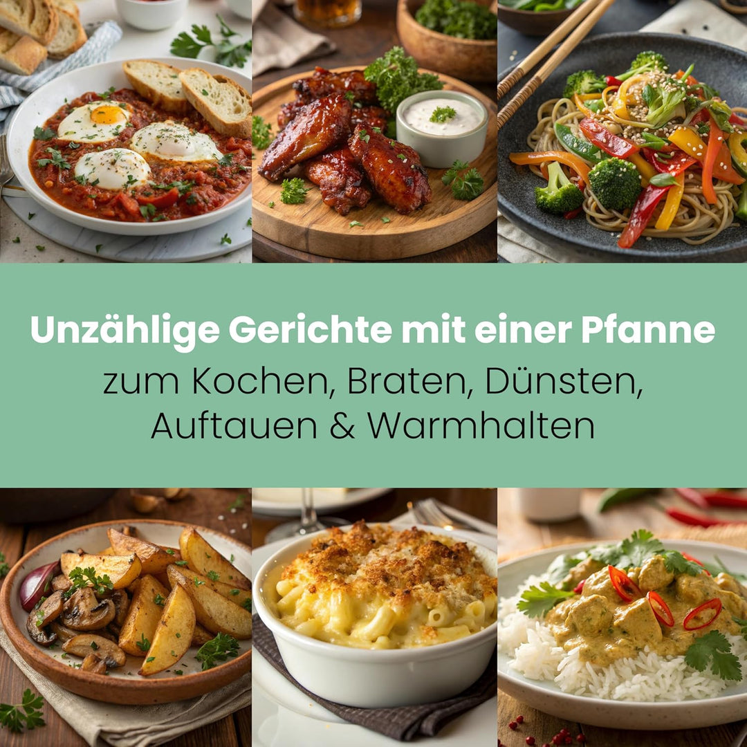 Clatronic® Partypfanne | Multifunktionspfanne zum Kochen, Braten, Dünsten und Warmhalten | Antihaftb