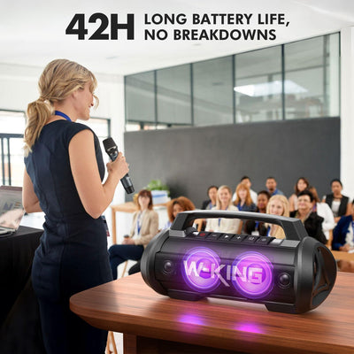 W-KING 70W(90W Peak) Bluetooth Lautsprecher mit Mikrofon, Partybox Bluetooth Musik Boxen gross HiFi