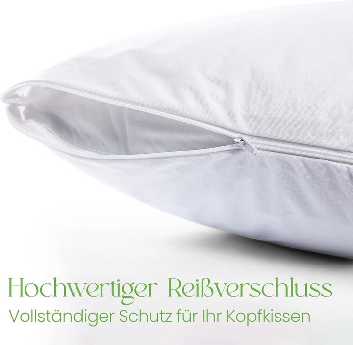 Kissenschoner 40x80 cm Dreilagig mit Reissverschluss, Antiallergen, 100% Bambus, 2er-Pack wasserdich