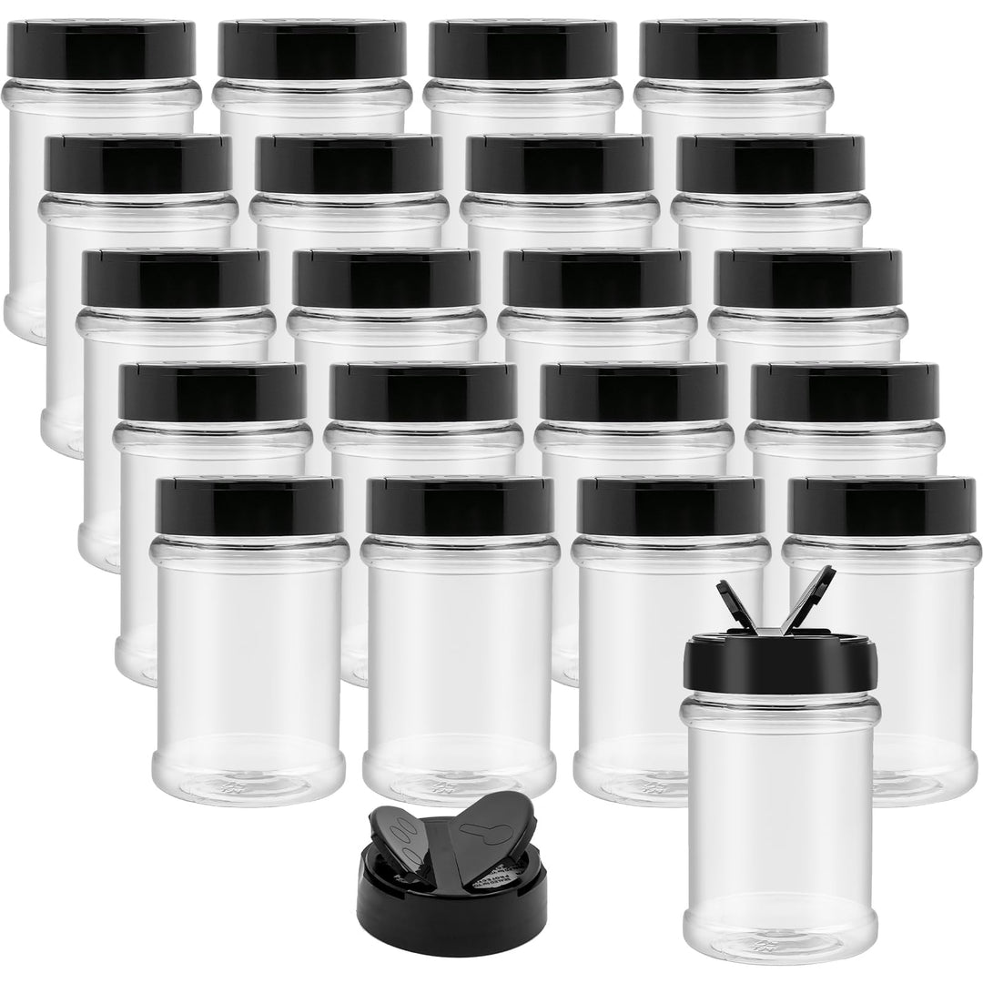 20 Stück Gewürzgläser aus Kunststoff mit Streudeckel – 150 ml / 5 oz Kleine Gewürzbehälter, Runde Ge