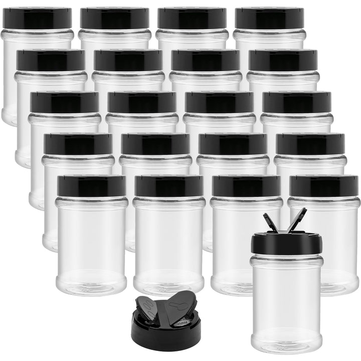 20 Stück Gewürzgläser aus Kunststoff mit Streudeckel – 150 ml / 5 oz Kleine Gewürzbehälter, Runde Ge