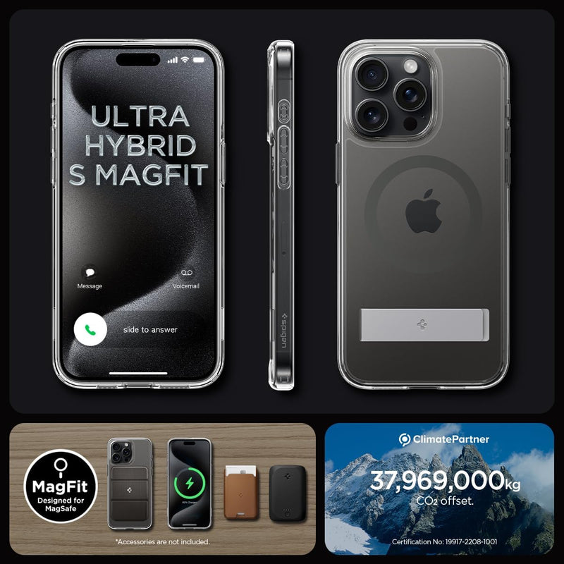 Spigen Ultra Hybrid S MagFit Hülle Kompatibel mit iPhone 15 Pro Max Kompatibel mit MagSafe -Graphite