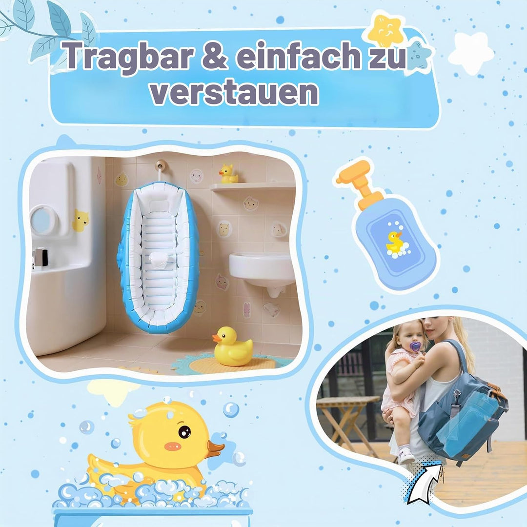 Aufblasbare Baby Badewanne, Säuglings Kinder Badewanne mit Luftpumpe, Reise Tragbare Badewanne für D