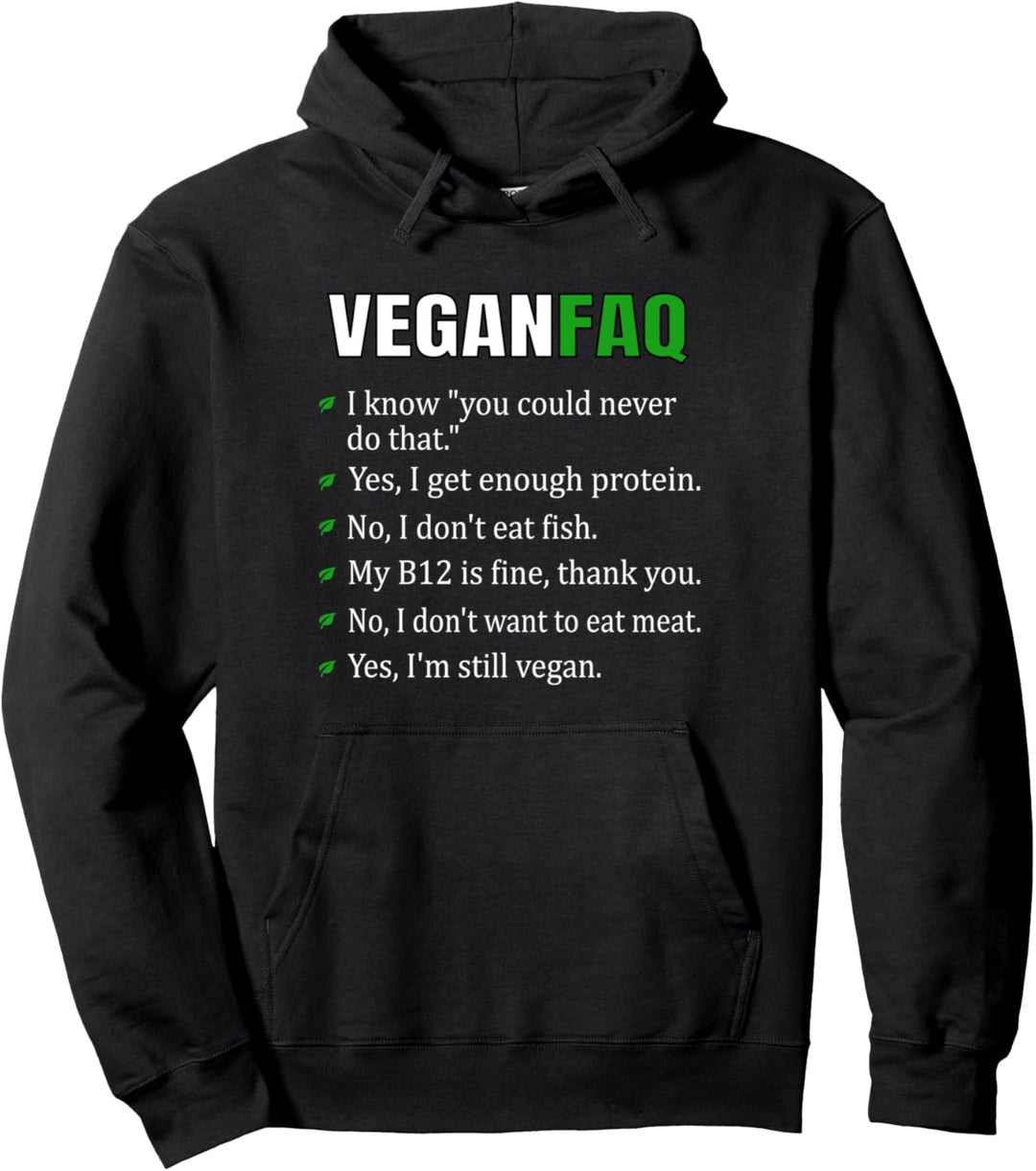 Lustiges Veganer Vegarin Vegan FAQ Pullover Hoodie