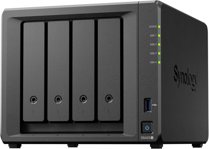 DS425+ 4-Bay Synology NAS – 3 Jahre Garantie, kompakte Speicherlösung mit integriertem 2,5 GbE-Port