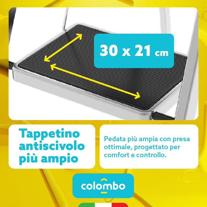 COLOMBO Hocker aus Aluminium mit 3 Stufen 3 gradini Silber, 3 gradini Silber
