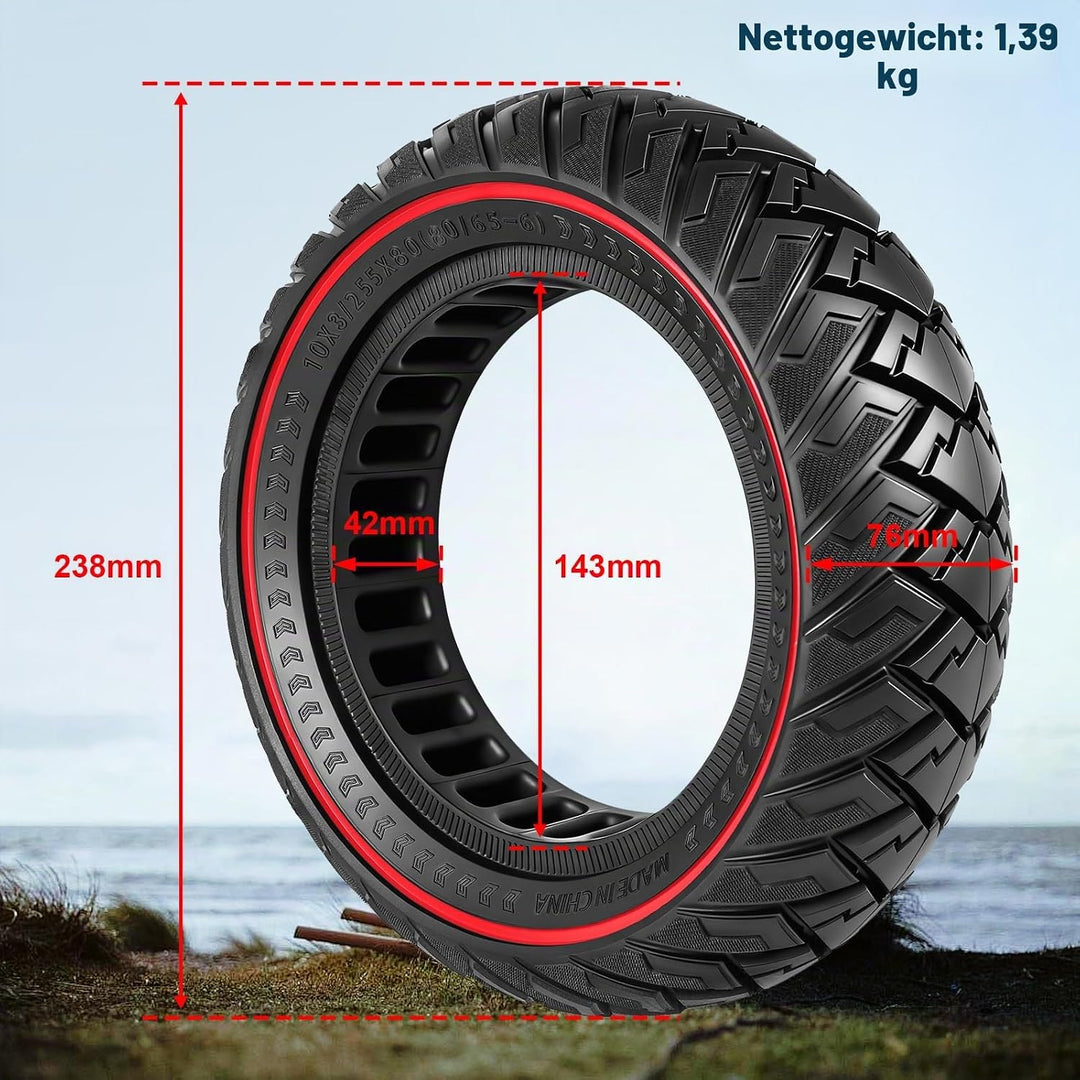 10×3 Vollgummireifen 255x80(80/65-6) Solide Reifen für Kukirin G2 Max/Kukirin G3 Pro/Joyor y8-s/Joyo