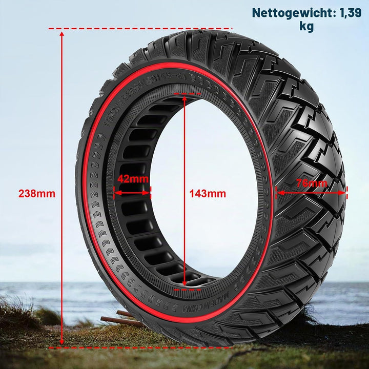 10×3 Vollgummireifen 255x80(80/65-6) Solide Reifen für Kukirin G2 Max/Kukirin G3 Pro/Joyor y8-s/Joyo