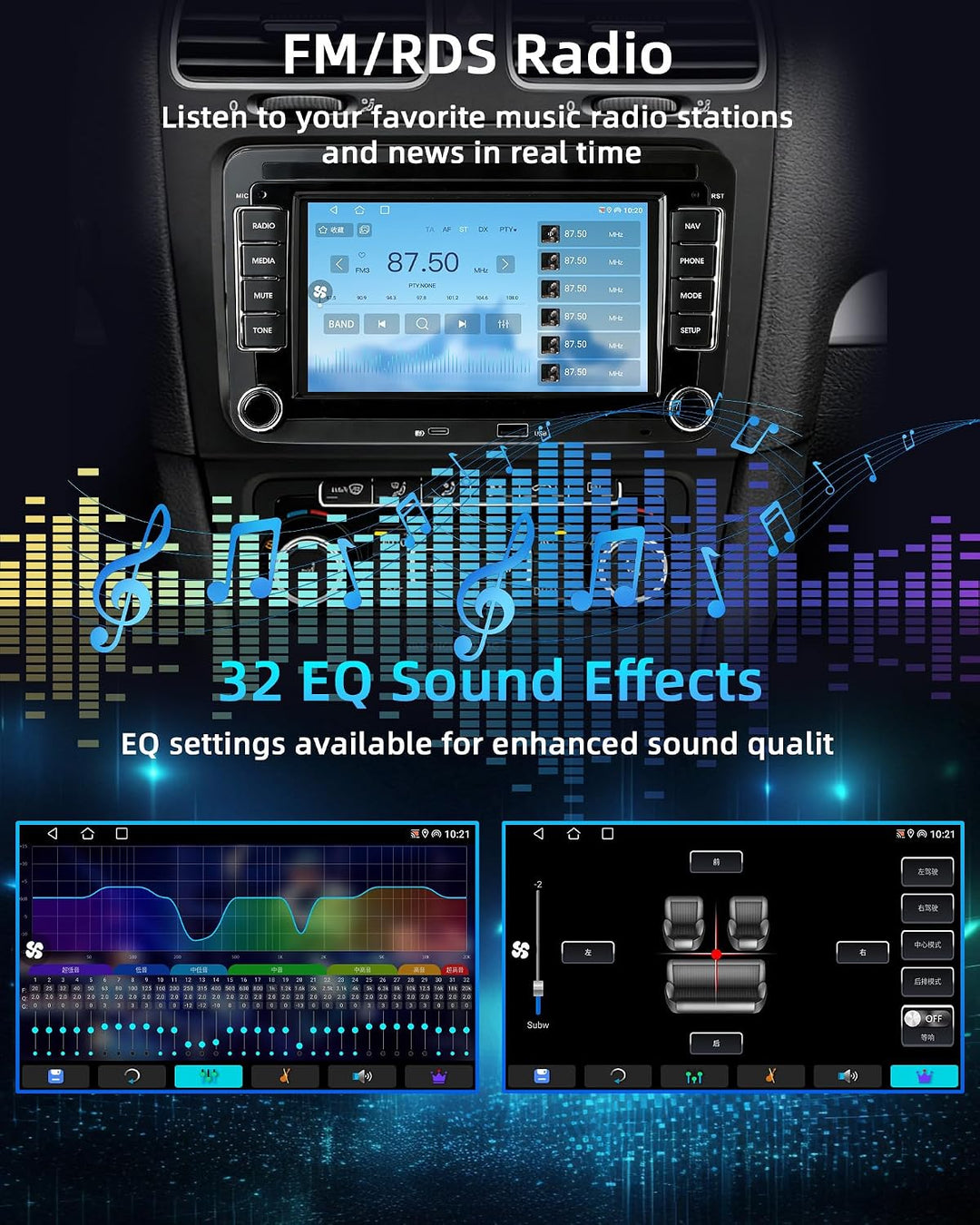 Carplay Autoradio mit Bildschirm für VW Golf 5/6 T5 Caddy Tiguan Polo 6r | 7 Zoll Doppel DIN Radio,