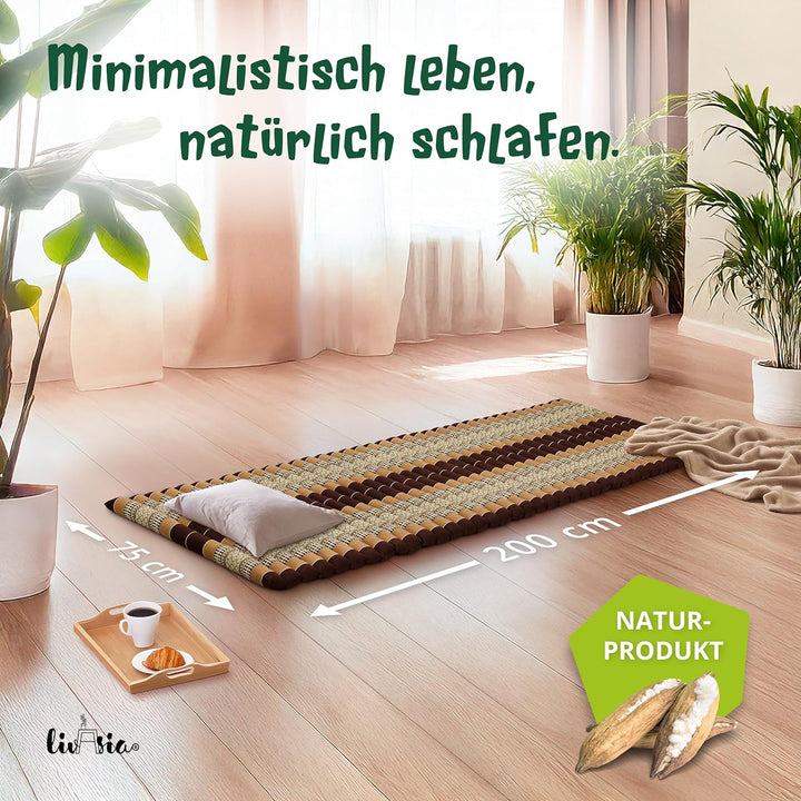 livasia Rollmatte Rollmatratze L-200x110x4,5cm, Gästebett Gästematratze 1 Person, Reisebett Kofferra