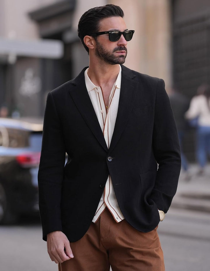 PJ PAUL JONES Herren Casual Slim Fit Leinen Jacke Leichtgewicht 2 Knopf Blazer Sporty Slim fit Leisu