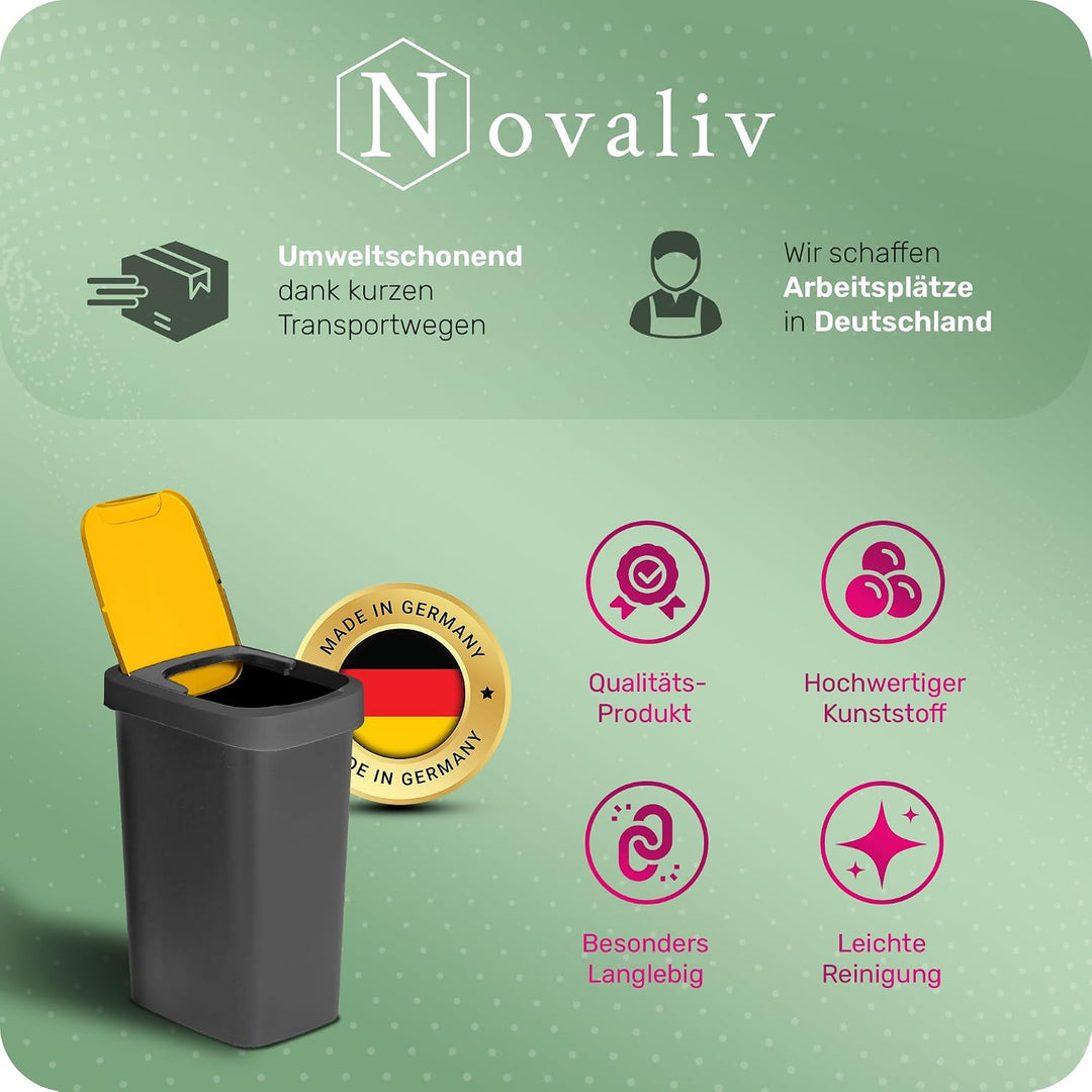 Novaliv Mülltrennsystem 50L 2er Set Mülleimer mit Schwingdeckel, Mülltrennung Küche Abfalltrennung,
