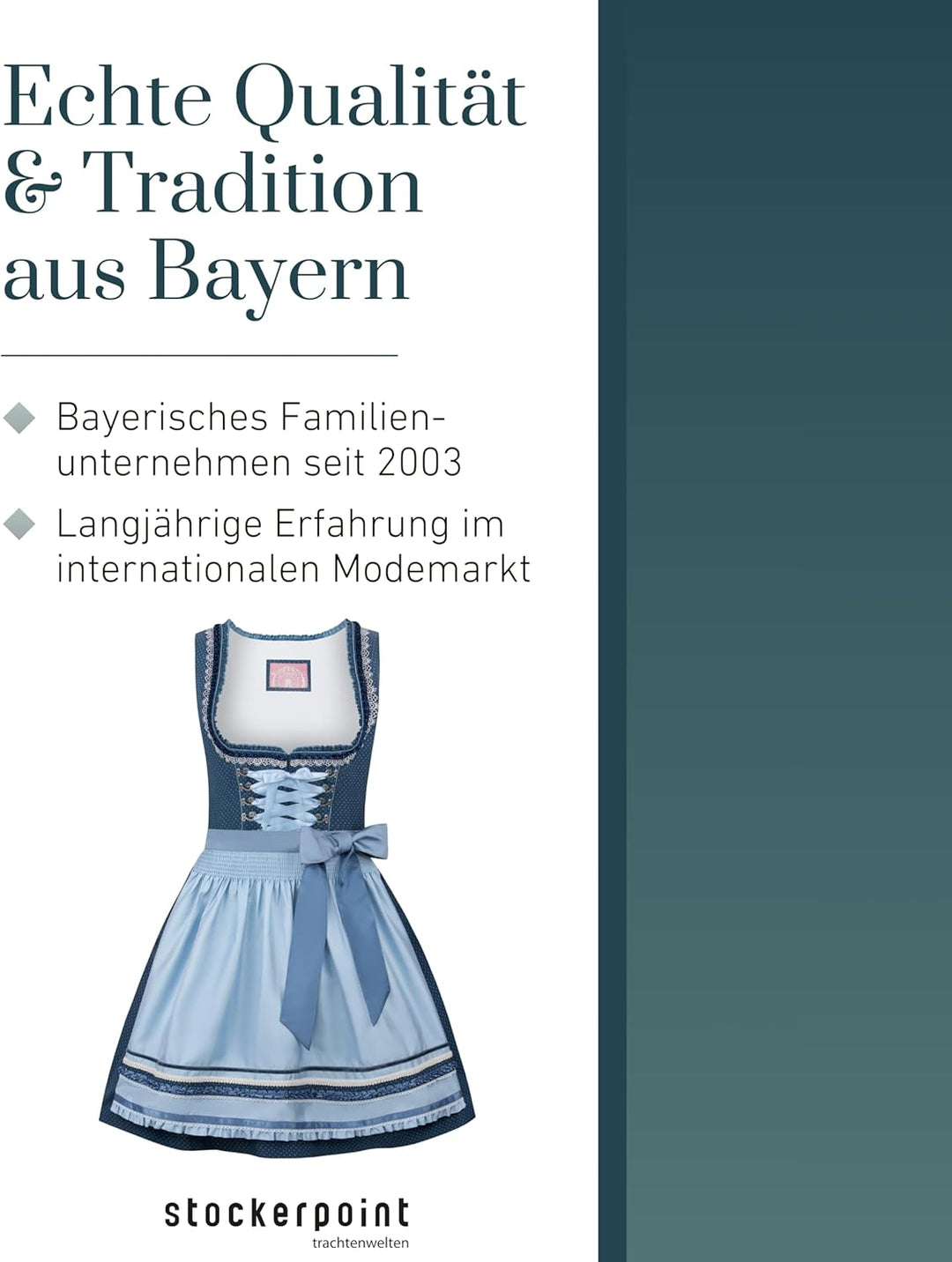 Stockerpoint Damen Dirndl Harper Kleid für besondere Anlässe 48 Blau, 48 Blau