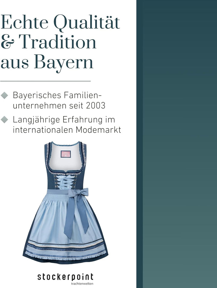 Stockerpoint Damen Dirndl Harper Kleid für besondere Anlässe 48 Blau, 48 Blau