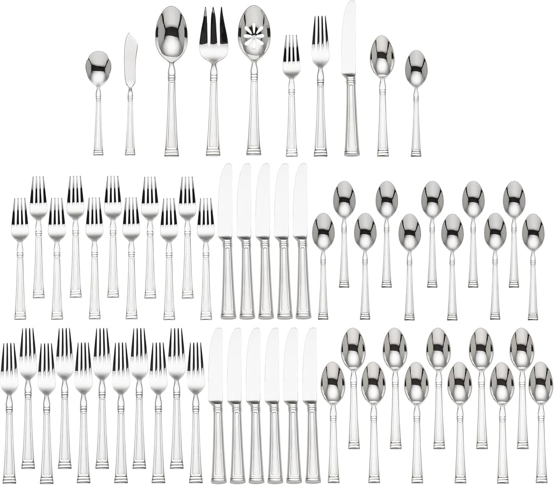 Lenox Esquire Besteck-Set, 65-teilig, 4 kg, Metallic, Silber, Esquire