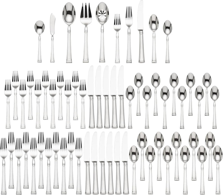 Lenox Esquire Besteck-Set, 65-teilig, 4 kg, Metallic, Silber, Esquire