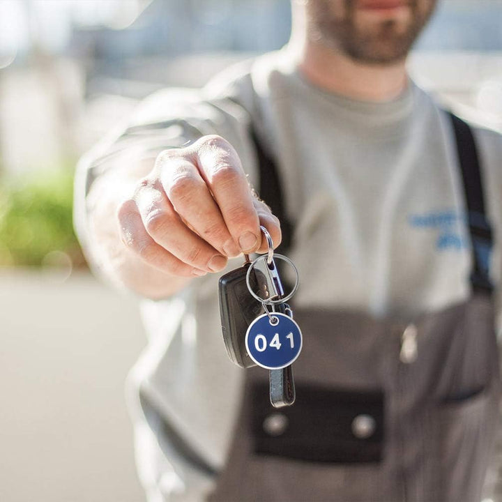 NUOBESTY Schlüsselanhänger Aluminiumlegierung Runde Schlüssel Tags mit Ring 1 bis 100 Numeriert Kenn