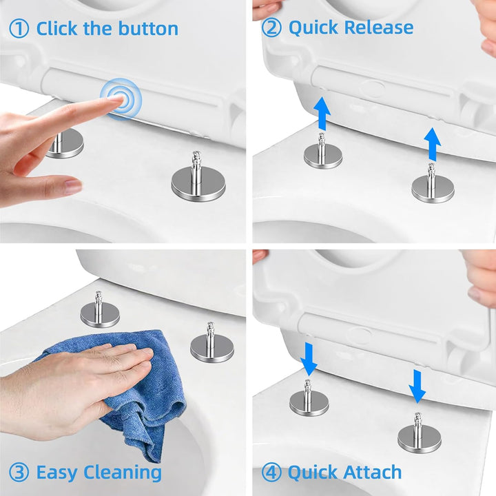 WC Sitz mit Absenkautomatik Toilettendeckel Quick-Release-Funktio,D-Form weiss–Antibakterieller，Toil