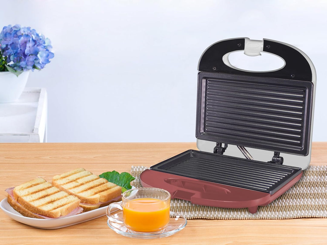 BEPER P101TOS010 Elektro-Toaster, 750W, Elektrogrill, Antihaftplatte, wärmeisolierender Griff, rutsc