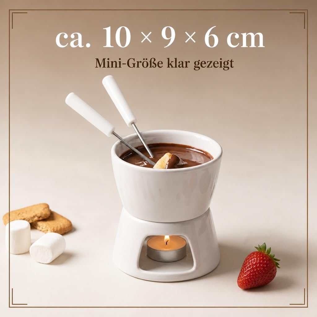MIJOMA Mini Schoko-Fondue-Set - Entdecken Sie puren Schokoladengenuss - Trendiges &amp; stilvolles Desig