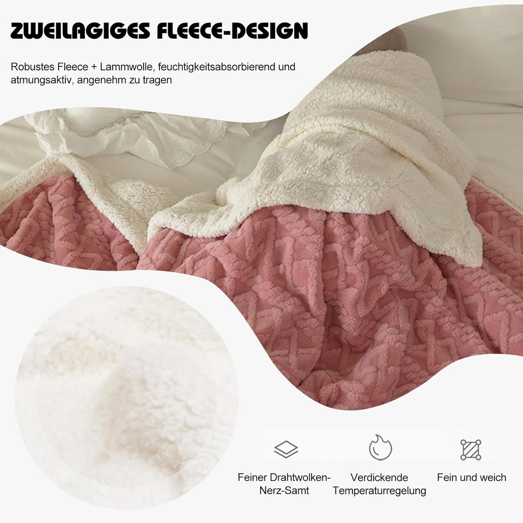 Ergocar Flauschige Kuscheldecke, Sofadecke Doppelgesicht Dicke Decke, Dicke Warme Sherpa Fleece Plüs