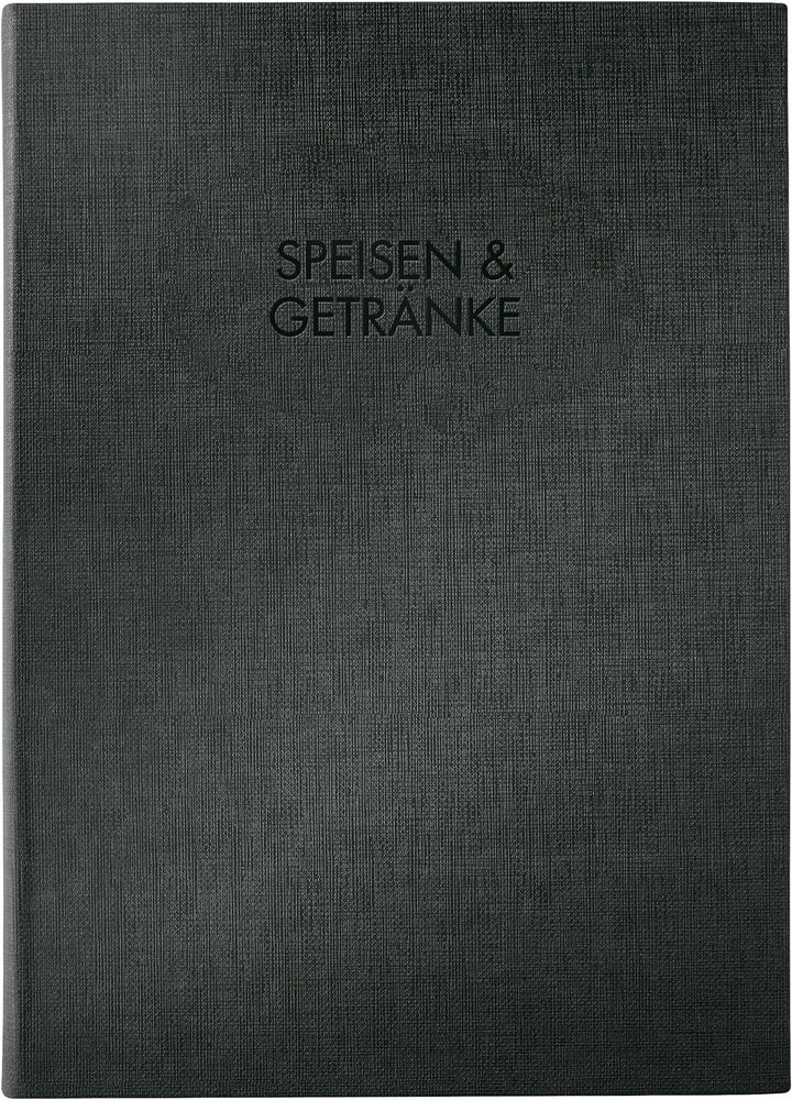 SIGEL SM111/5 Speisekarten-Mappen mit Gummi-Bindung für A4, 5-er Pack, schwarz mit edler Leinenstruk